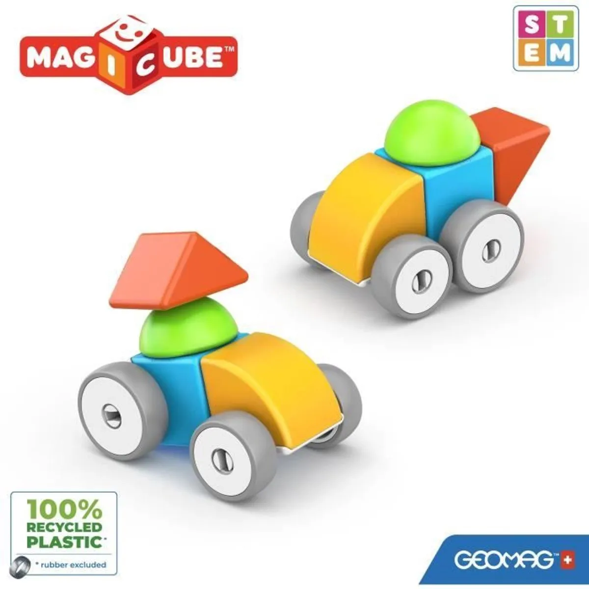 Geomag Magicube Blokken Gerecycled Auto's - 10 Stuks - Multicolor
