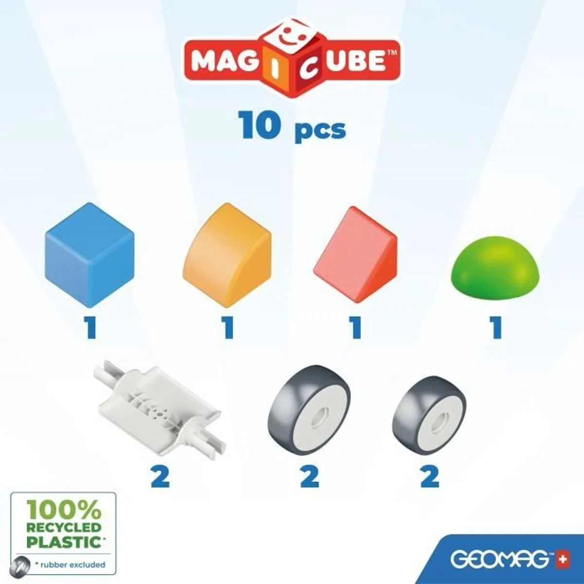 Geomag Magicube Blokken Gerecycled Auto's - 10 Stuks - Multicolor
