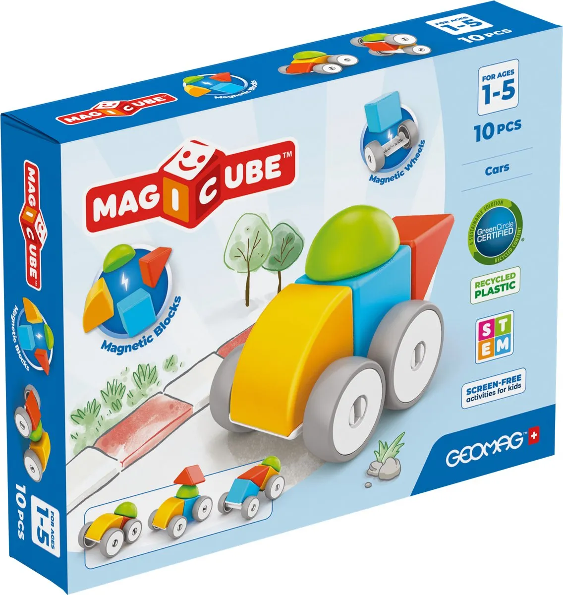Geomag Magicube Blokken Gerecycled Auto's