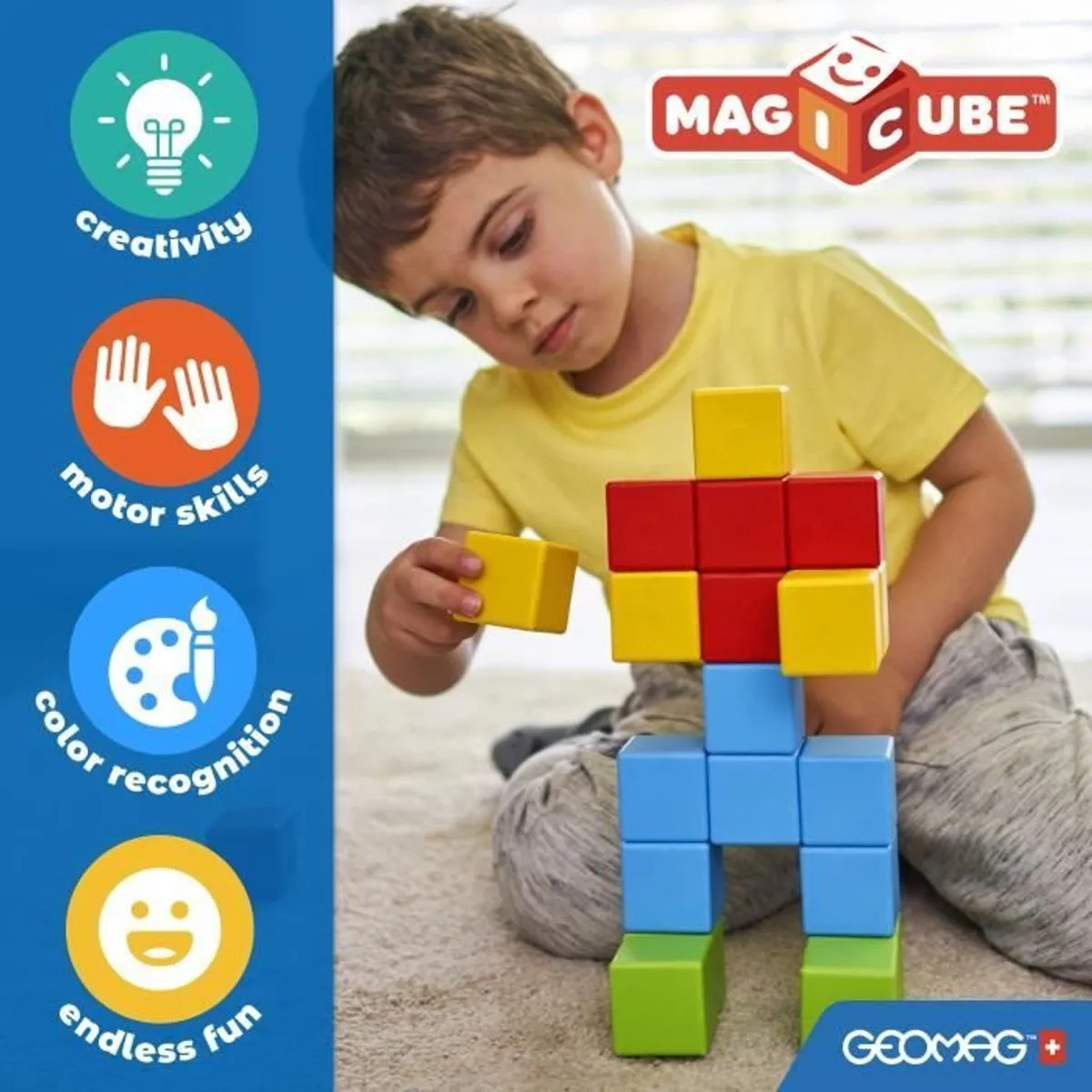 Geomag Magicube Blokken Gerecycled Auto's - 10 Stuks - Multicolor