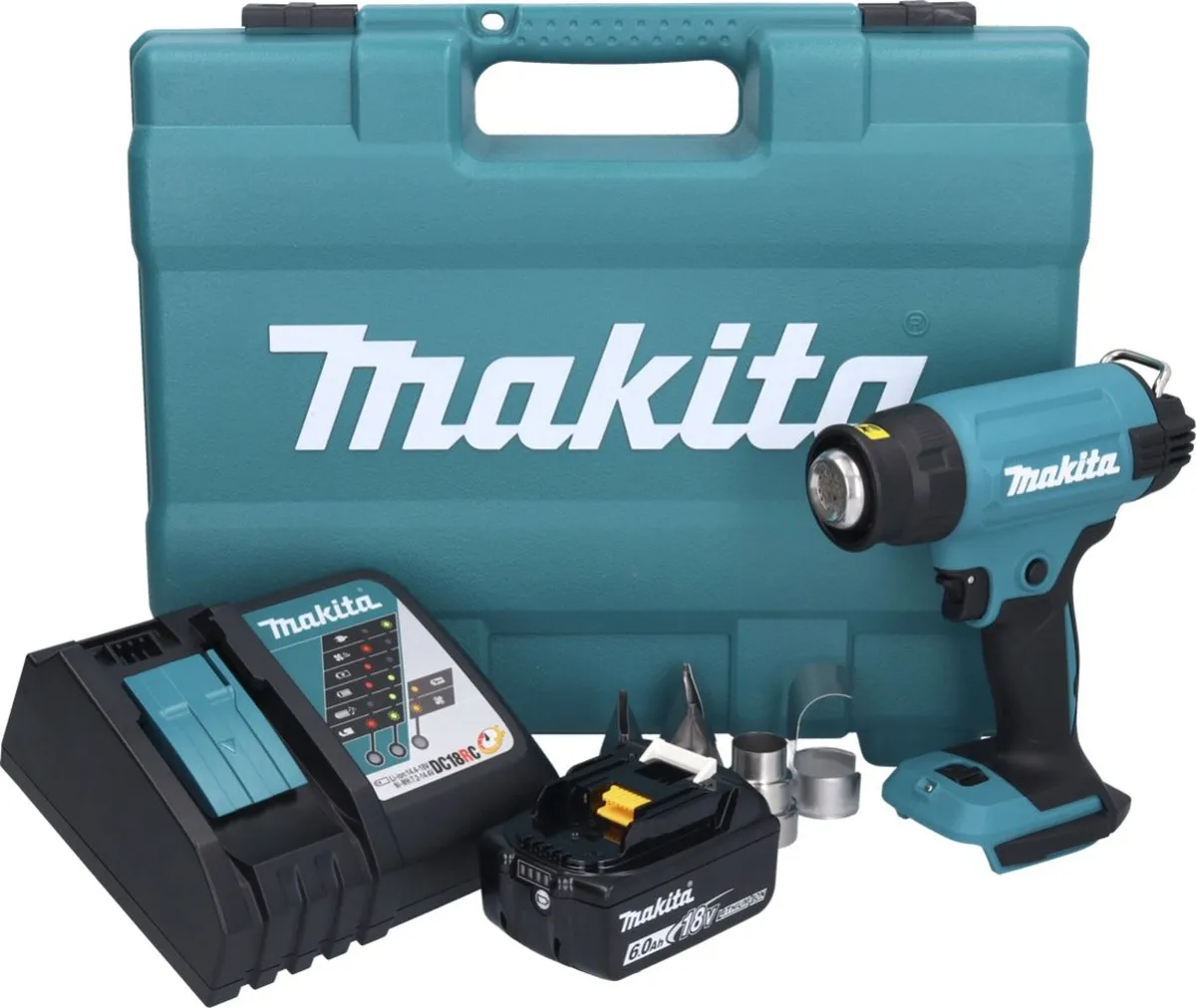 Makita DHG181 RG1K Heetluchtpistool 18V - 150-550°C - 1x 6,0Ah + Oplader + Koffer