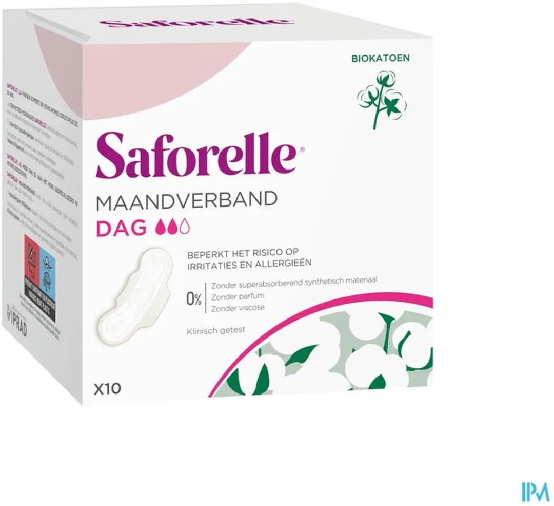 Saforelle Coton Protect Maandverband Dag - 10 stuks - afbeelding 6 van 6