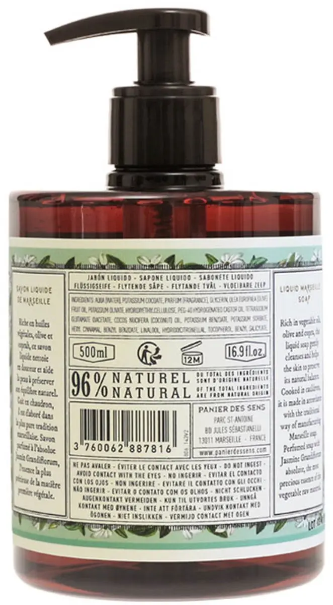 Panier des Sens Precious Jasmine Marseillezeep 500ml - Vegan