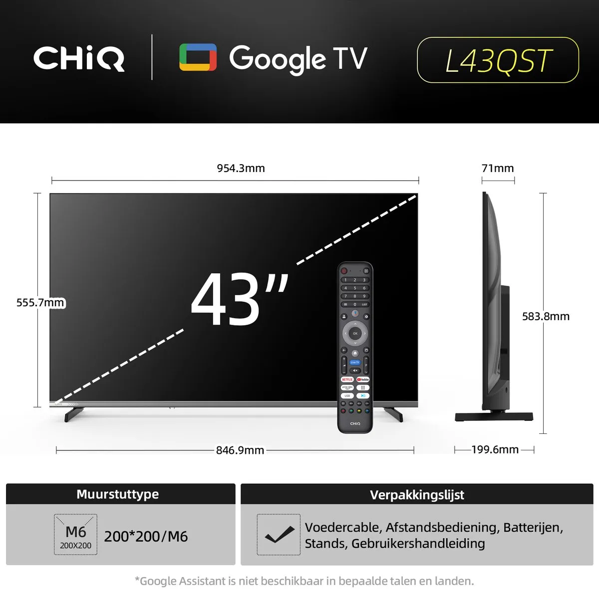 CHiQ L43QST QLED Pro Smart TV 43" - Full HD - Zwart