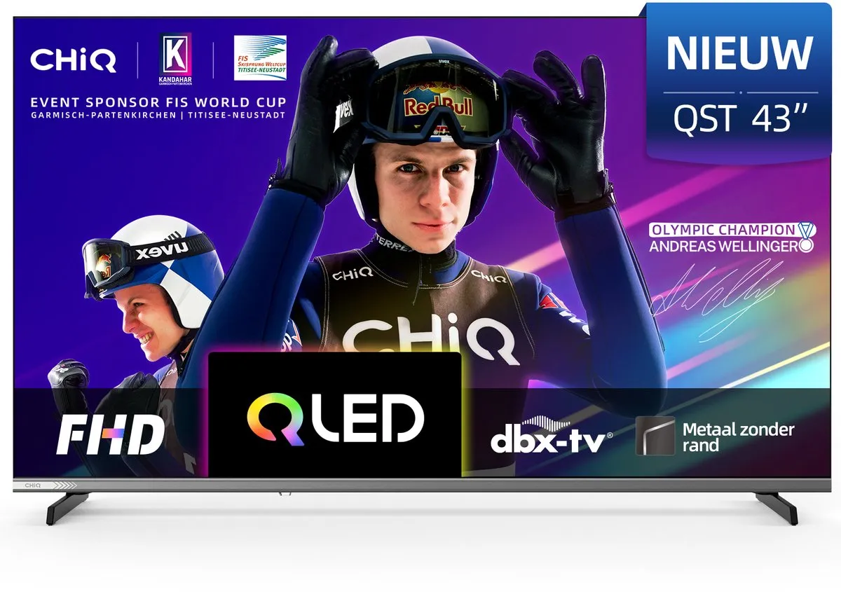 CHiQ L43QST - Smart TV 43 Inch - QLED Pro Google TV - Full HD - Randloos Metal Design - Dolby Audio - 2025 Nieuw