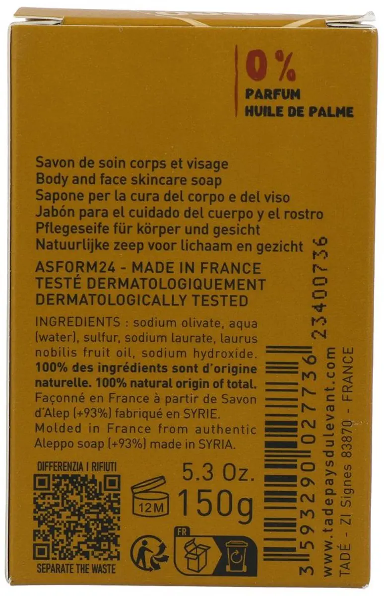 Aleppo Soap Co Tadé Purifiant Zwavelzeep 150g