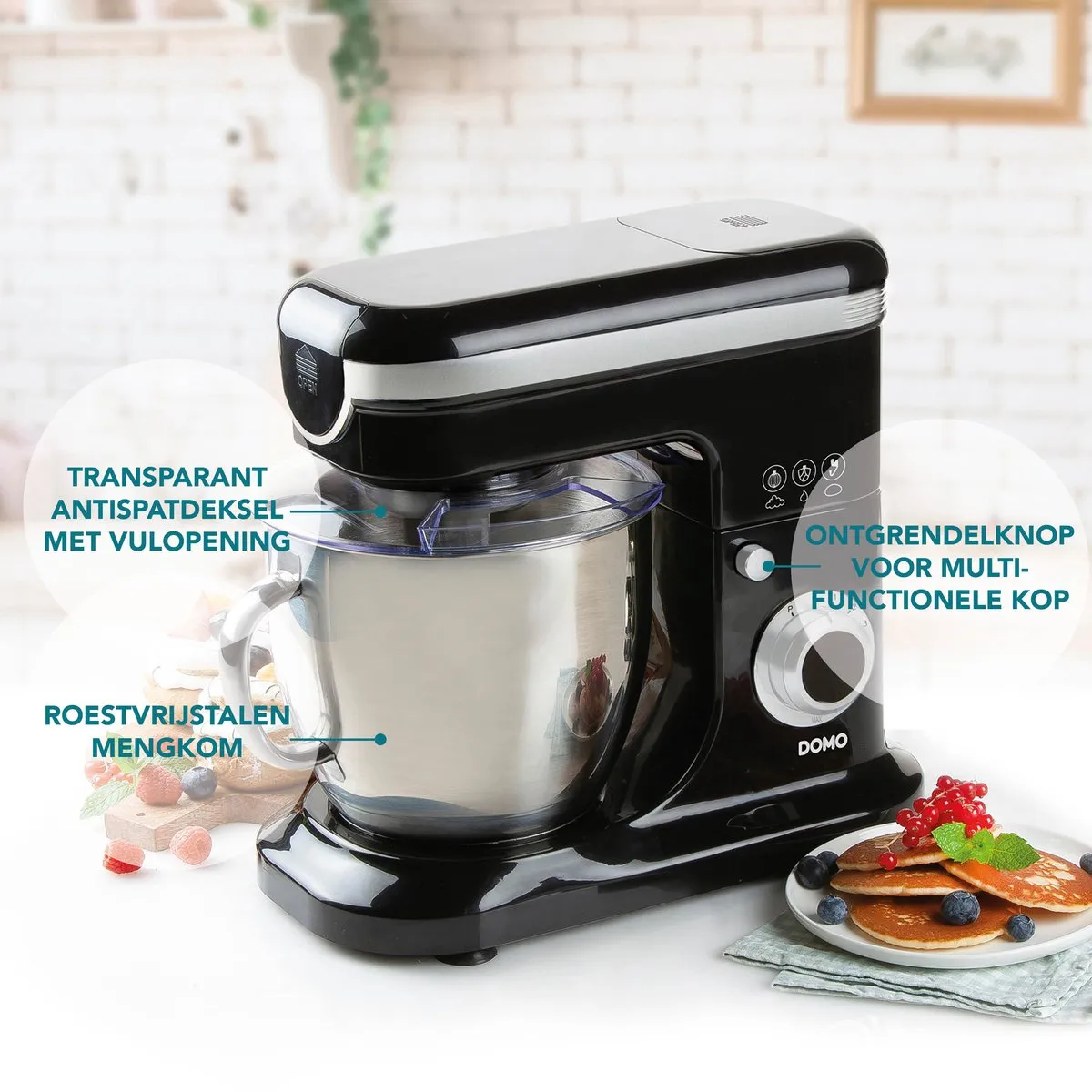 Domo DO1023KR Keukenmachine 1200W - 6L RVS - Zwart