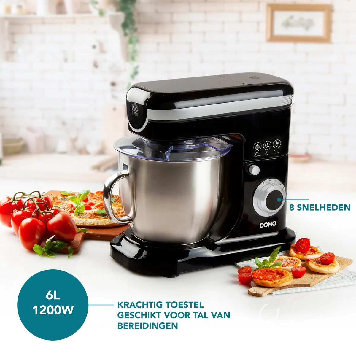 Domo DO1023KR Keukenmachine 1200W - 6L RVS - Zwart