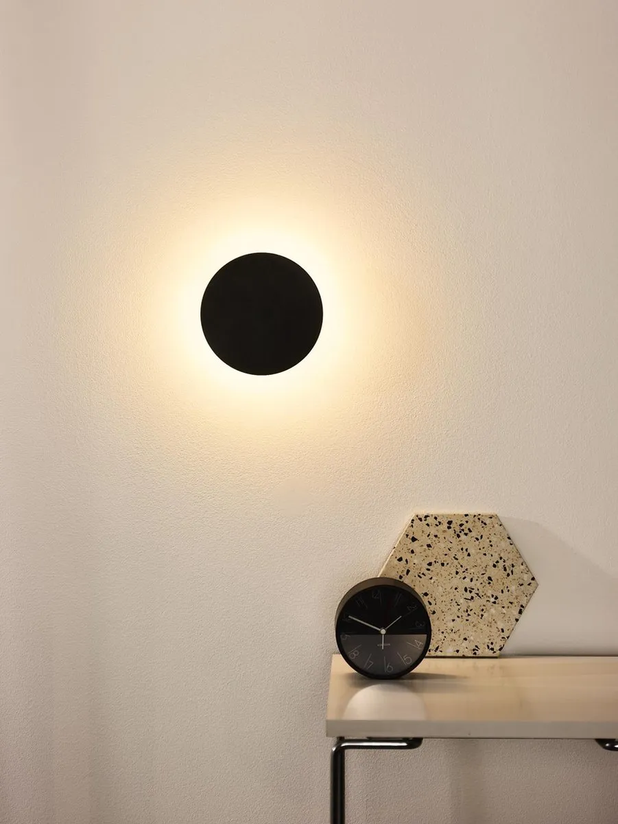 Lucide EKLYPS LED Wandlamp Ø15cm 7W 3000K - Zwart