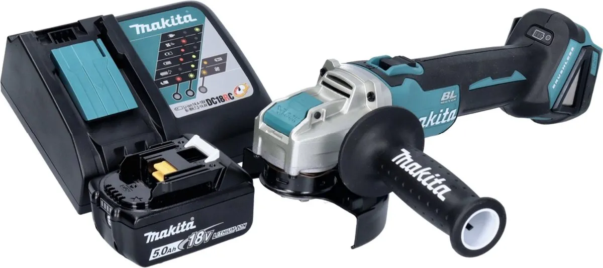 Makita DGA521RT1X1 Haakse Slijper 18V 125mm X-LOCK Brushless - 5,0Ah Accu