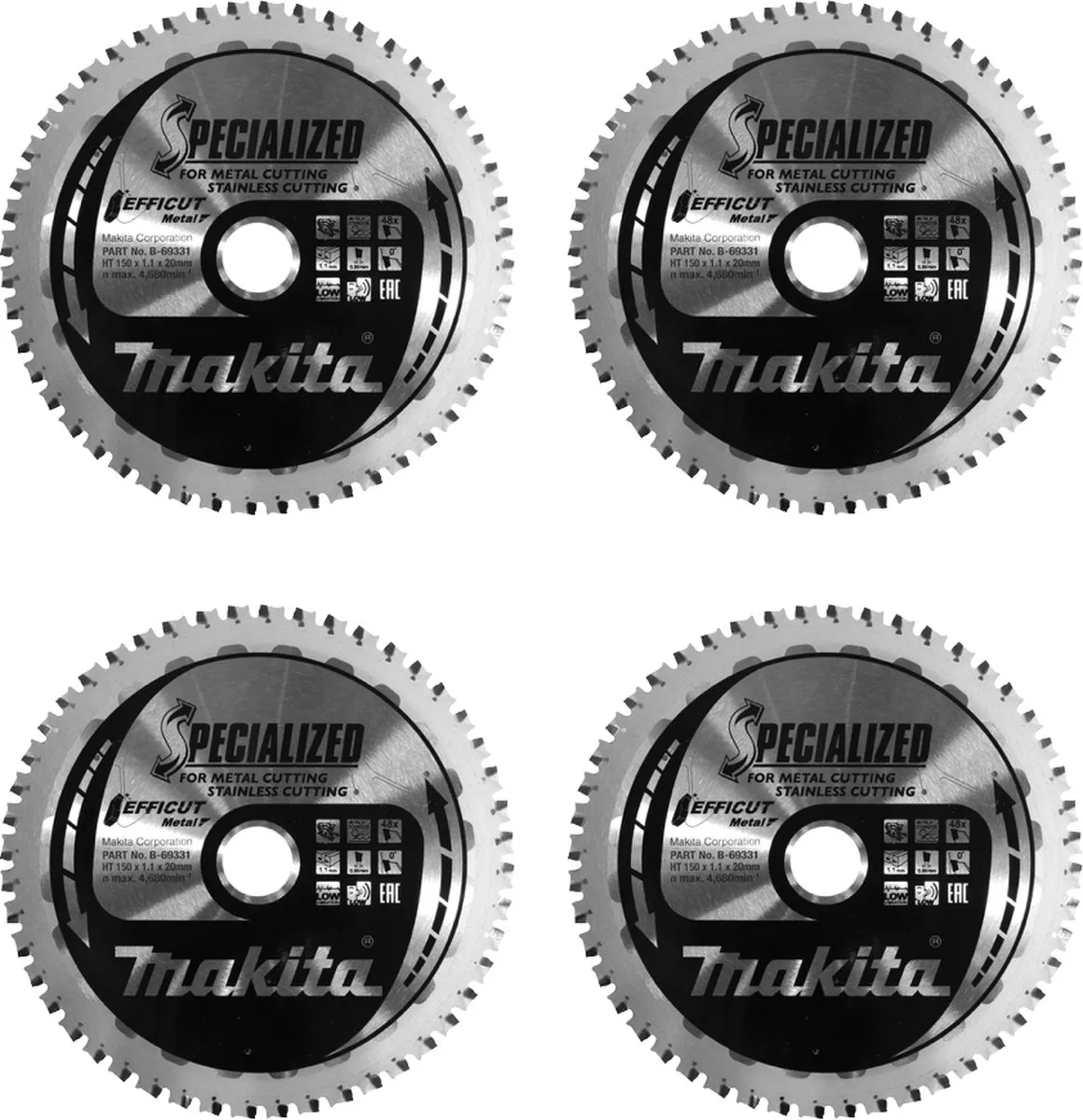 Makita MCCS15048E Zaagblad 150x20x1,1mm 48 Tanden - 4 Stuks - afbeelding 5 van 5