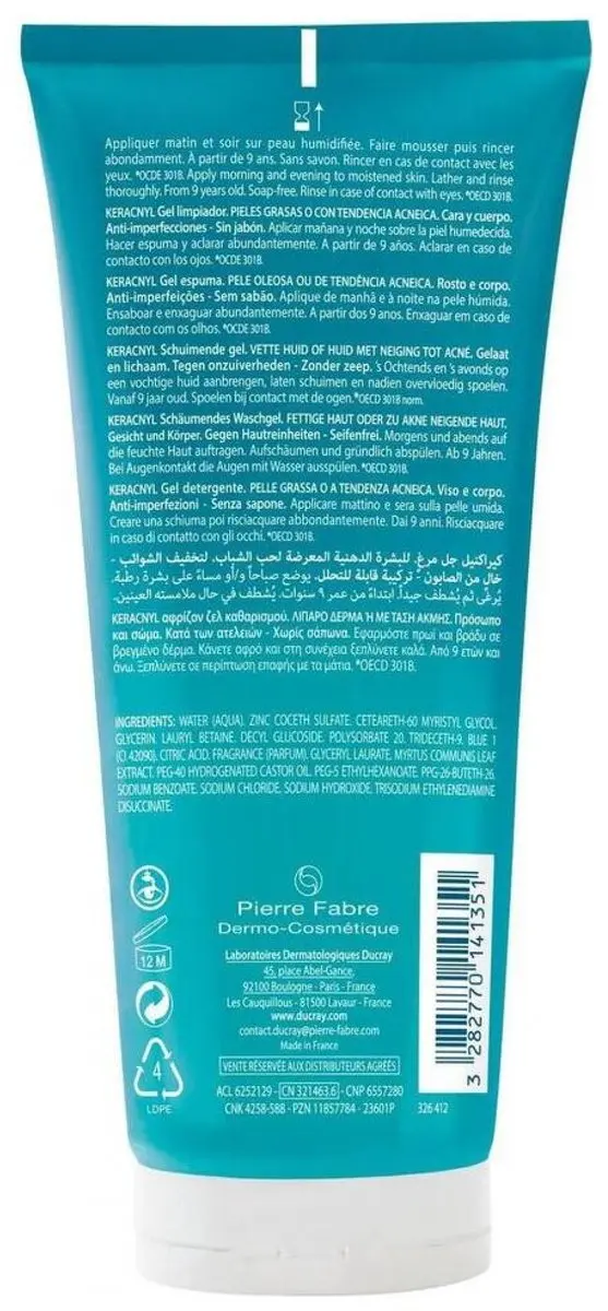 Ducray Keracnyl Schuimende Gel 200ml