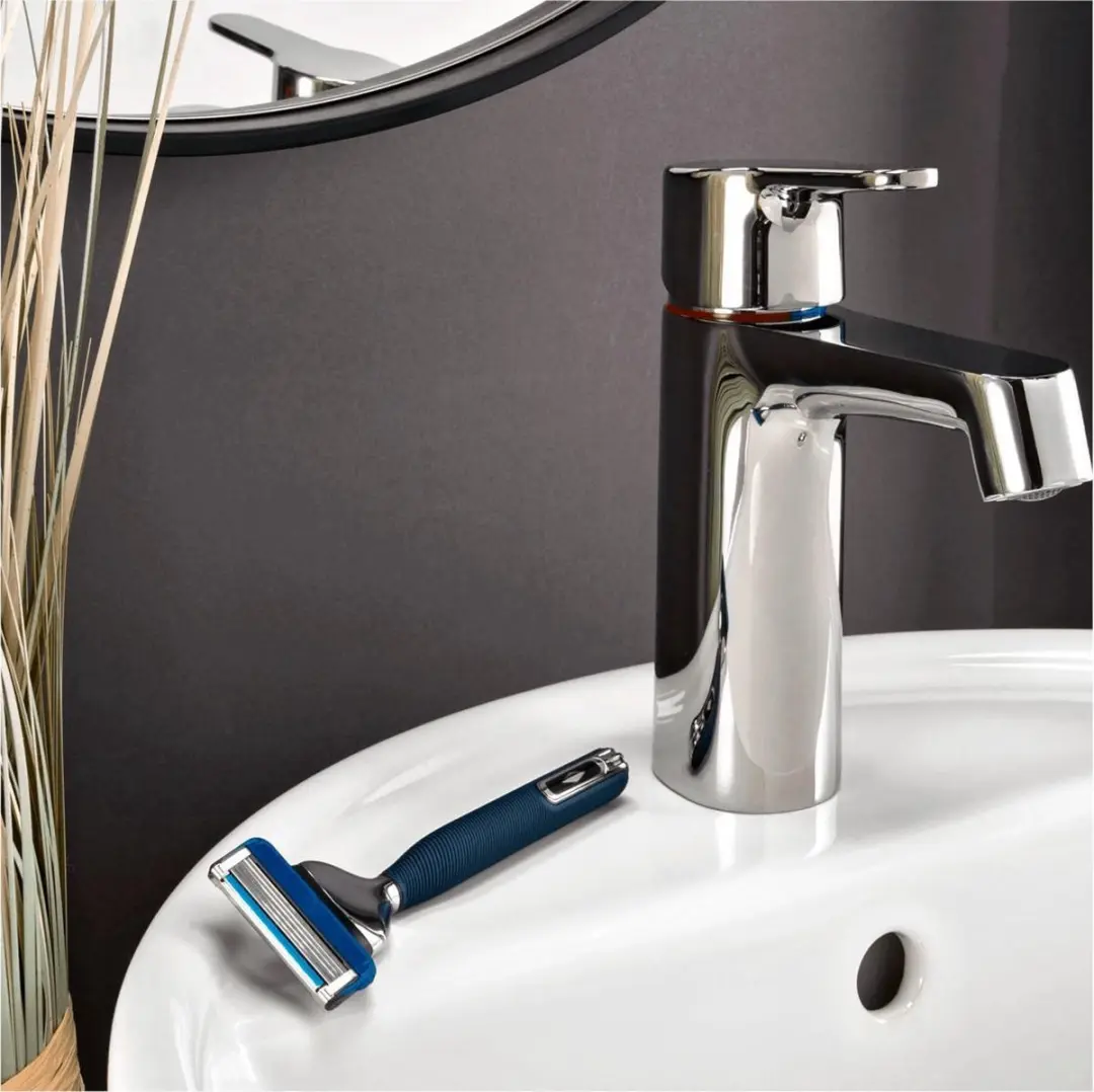 King C. Gillette Scheerset Blue Chrome - 1 Scheermesje