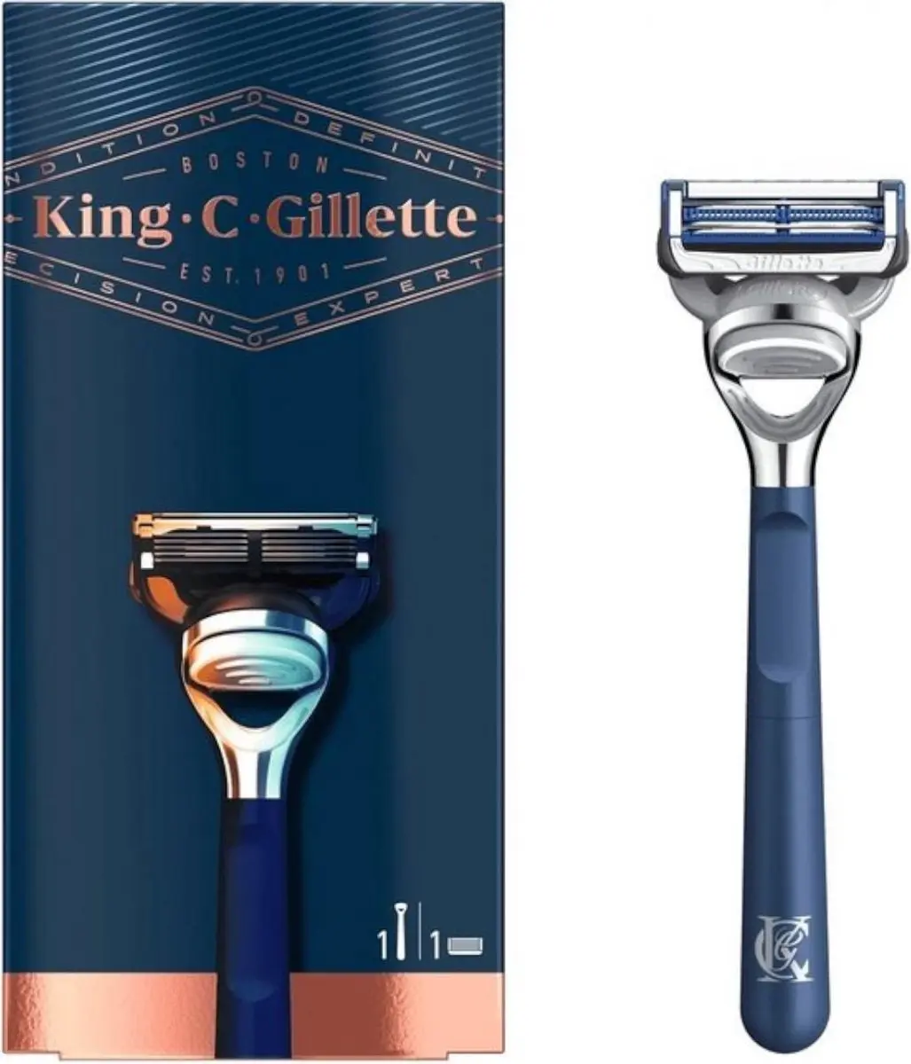 King C. Gillette Scheerset Blue Chrome