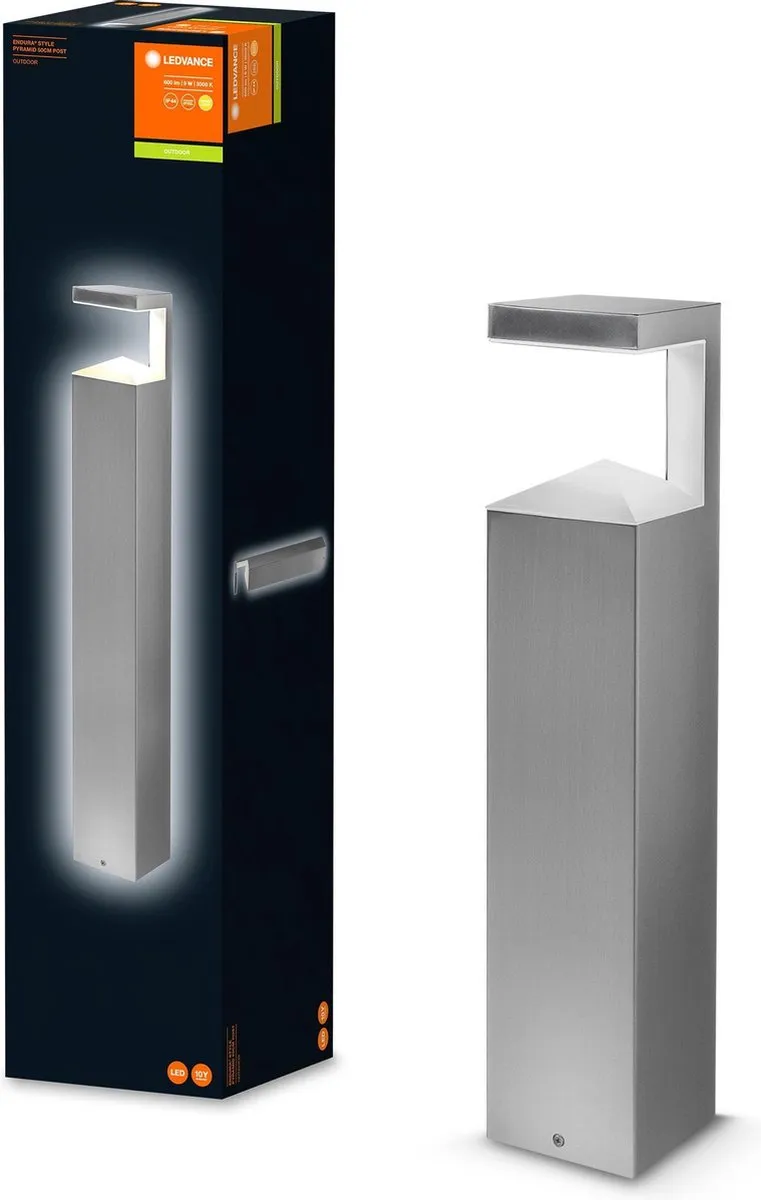 LEDVANCE Endura Style Pyramide Wandlamp 9W - Warm wit - IP44 - Staal - afbeelding 6 van 6