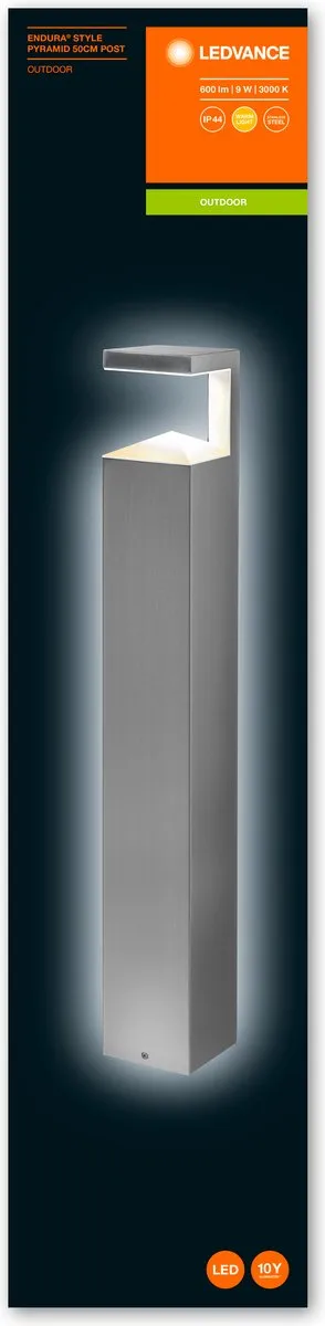 LEDVANCE Endura Style Pyramide Wandlamp 9W - Warm wit - IP44 - Staal