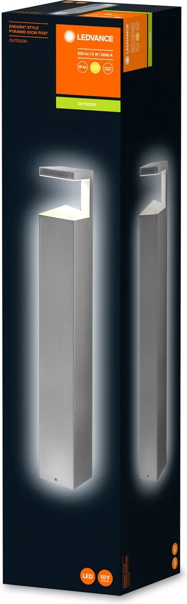 LEDVANCE Endura Style Pyramide Wandlamp 9W - Warm wit - IP44 - Staal