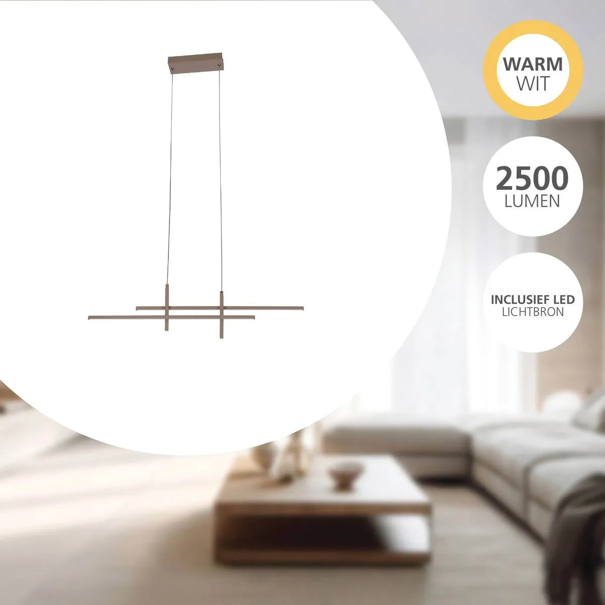 Eglo Trepiliano Hanglamp 110cm - Zandkleur/Wit