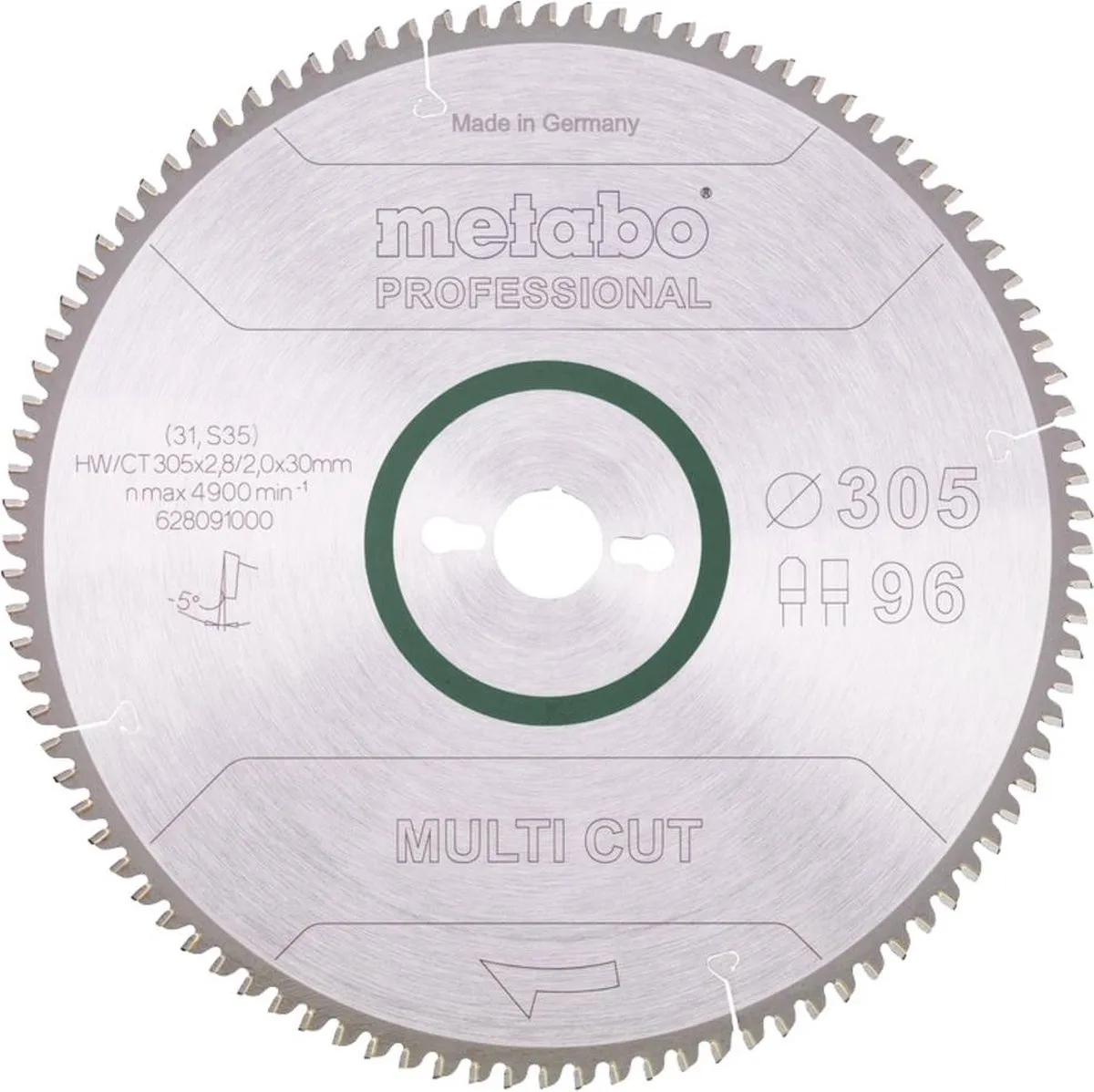 Metabo 628091000 Hardmetalen Zaagblad 305x30mm - 96 Tanden