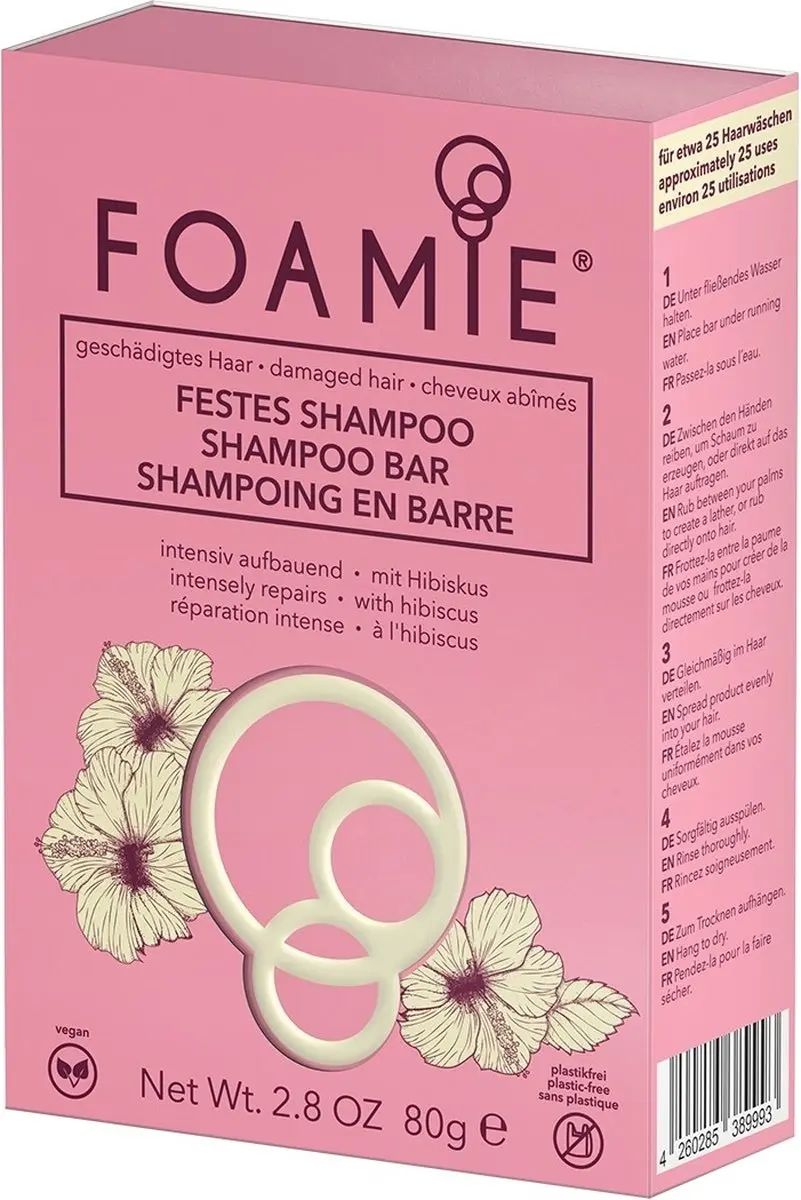 Foamie Shampoo Bar Hibiskiss Beschadigd Haar 80g