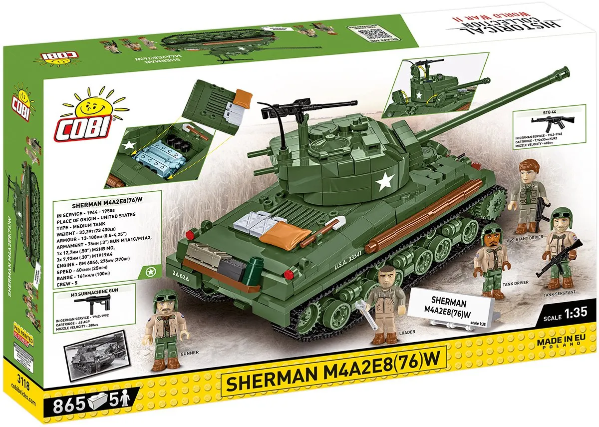 Cobi Sherman M4A2E8 (76)W - 865 Stukken - 5 Minifiguren