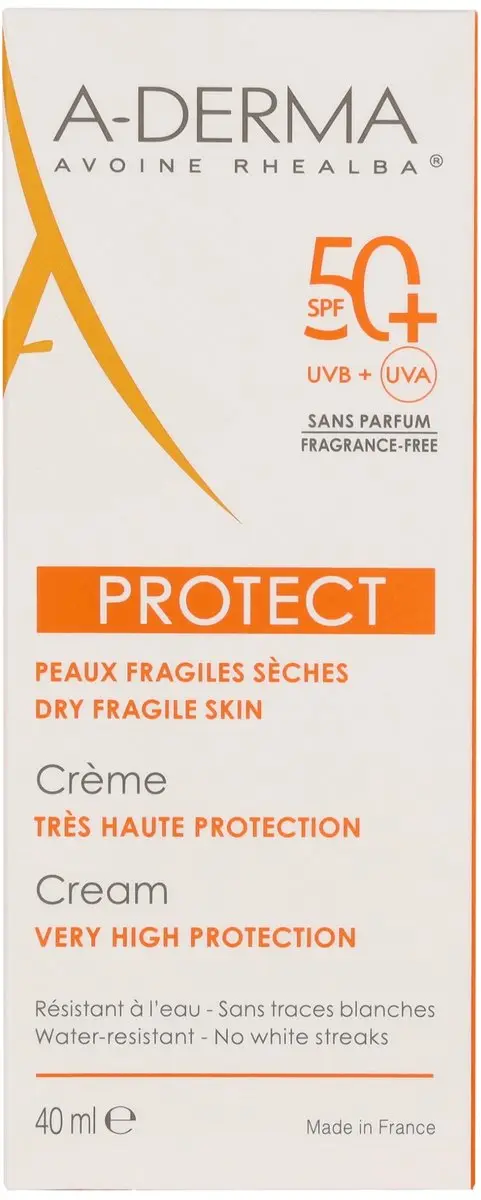 A-Derma Protect Ongeparfumeerd Zonnebrandcrème SPF 50+ 40ml
