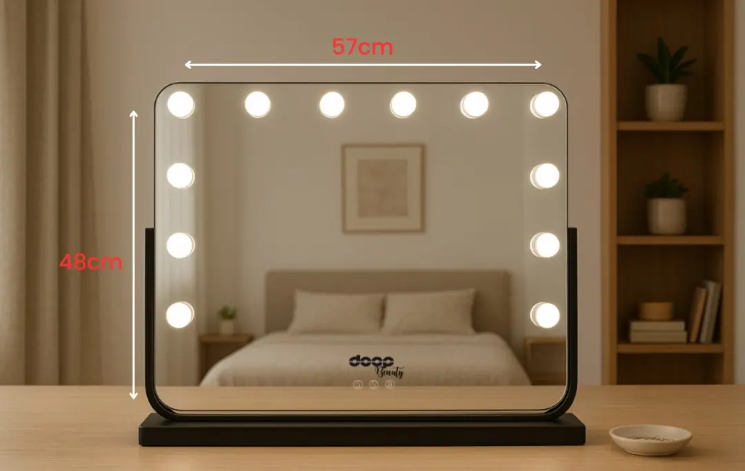 Doop Make-up Spiegel met Verlichting 57x48cm - Zwart