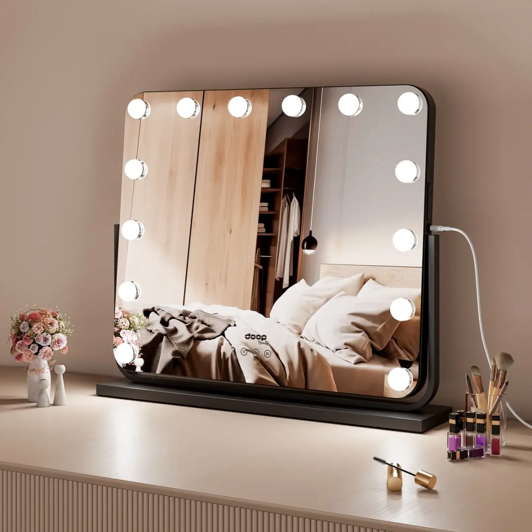 Doop Make-up Spiegel met Verlichting 57x48cm - Zwart