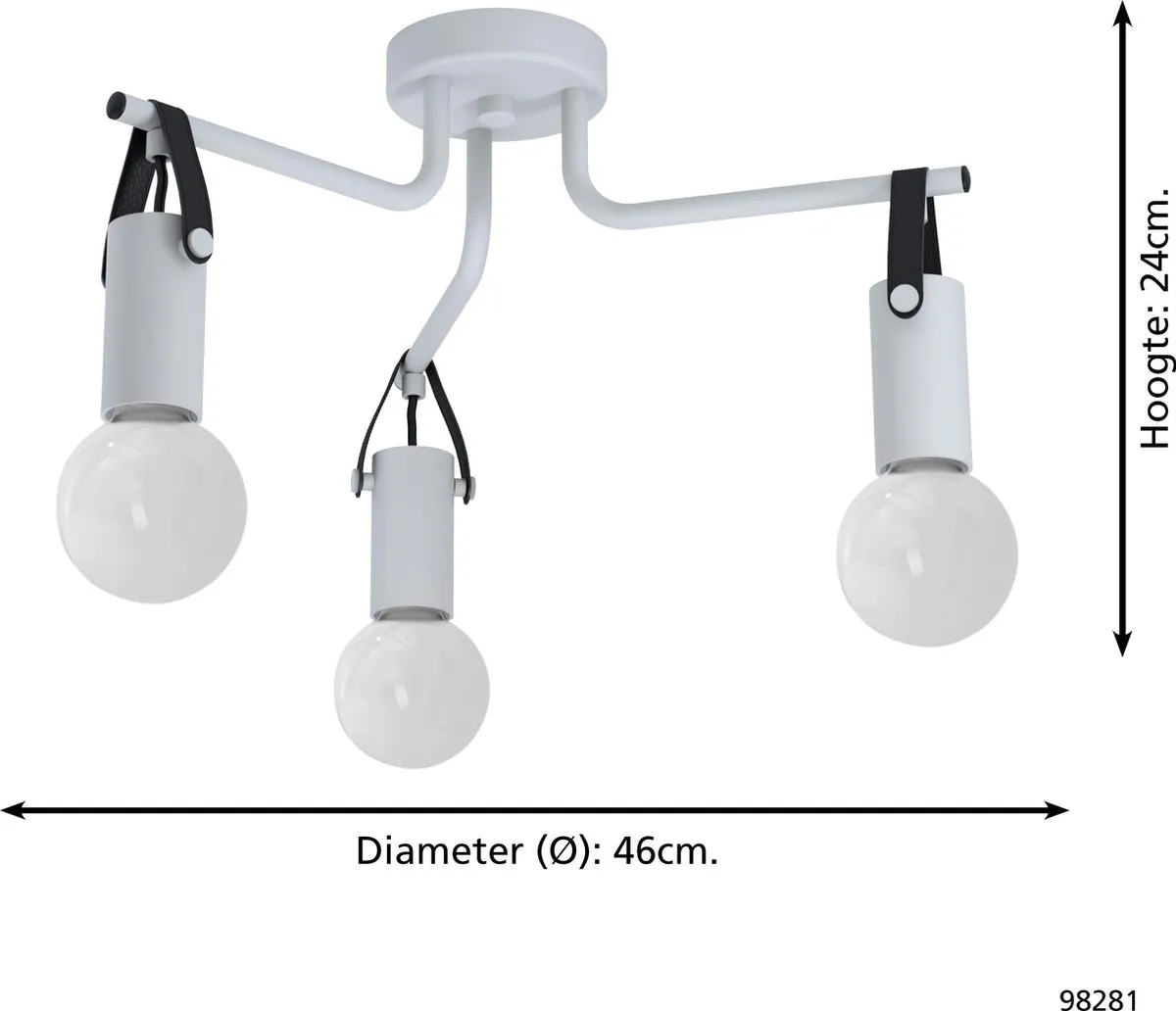 Eglo Apricale Plafondlamp 3x E27 - Ø46cm - Grijs/Zwart