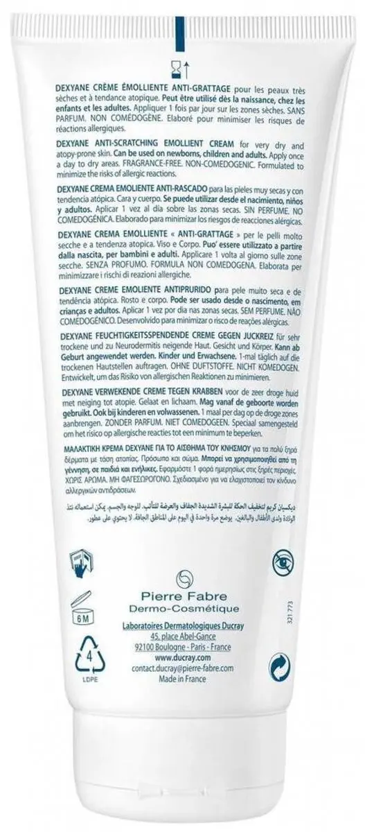 Ducray Dexyane Crème Emolliente Anti-Grattage 200ml