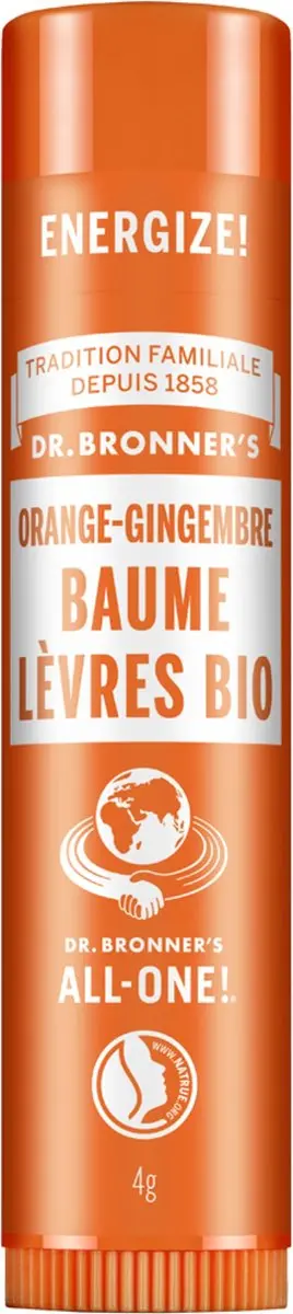 Dr. Bronner's Biologische Lippenbalsem Sinaasappel-gember 4g