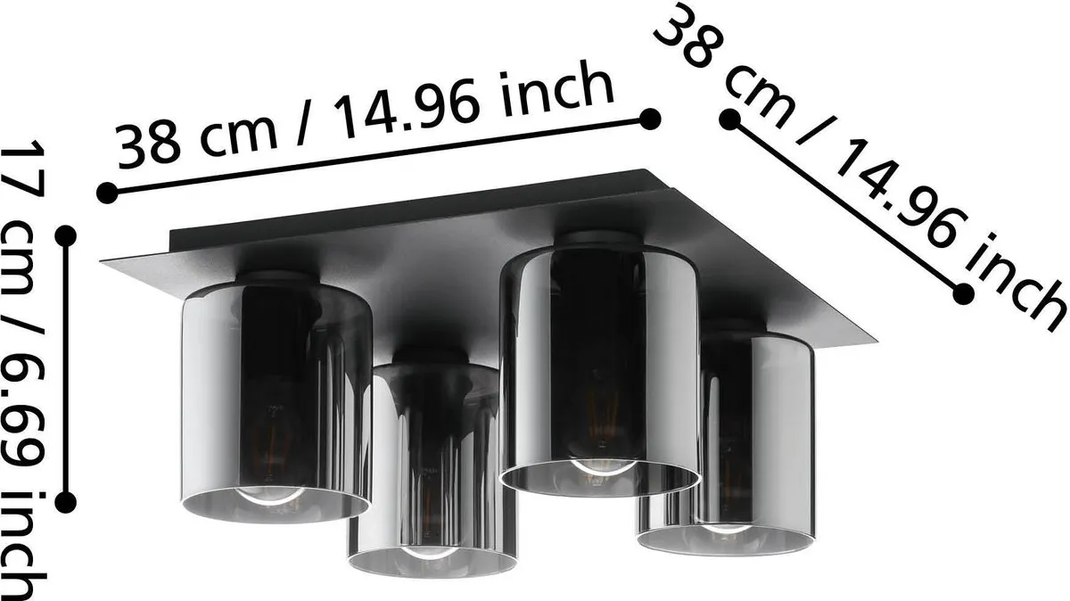 Eglo Gorosiba Plafondlamp 3x40W - Zwart - Ø38cm