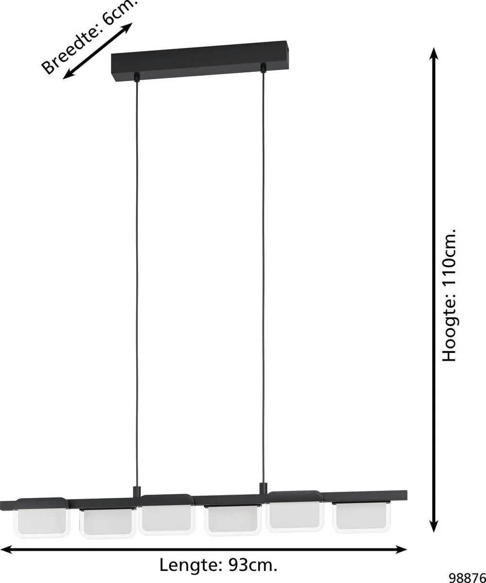 Eglo Ervidel Hanglamp LED 93cm - Zwart