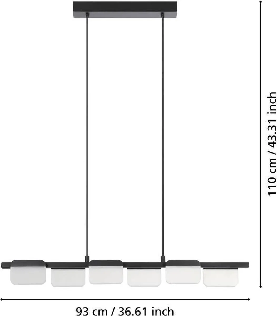 Eglo Ervidel Hanglamp LED 93cm - Zwart