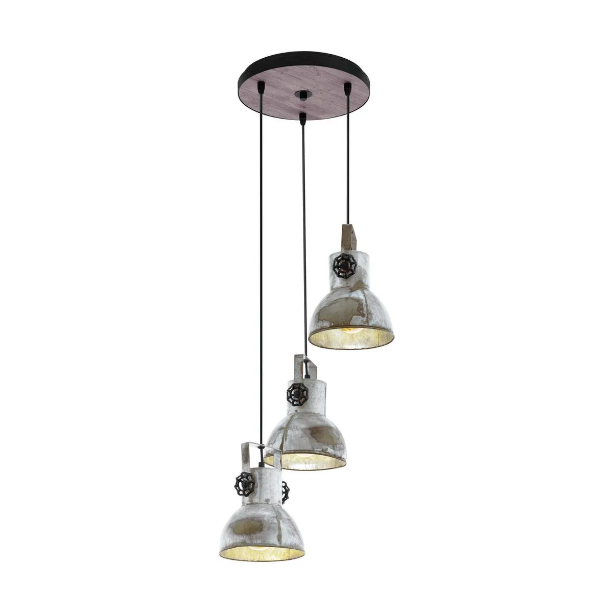 Eglo Barnstaple Hanglamp 3-Lichts - Bruin-Patina/Black/Oud-Zink