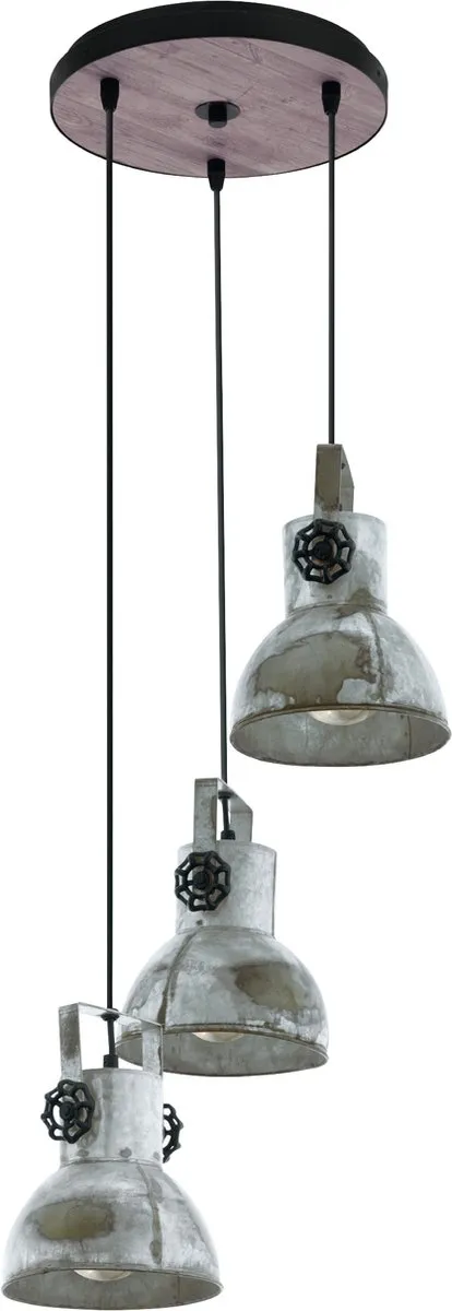 Eglo Barnstaple Hanglamp 3-Lichts - Bruin-Patina/Black/Oud-Zink
