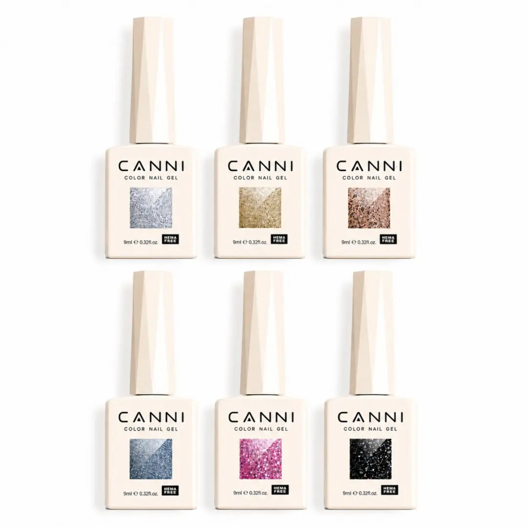 Canni Glitter Gellak Set - 6x 10ml - HEMA/TPO-vrij - 6 Kleuren