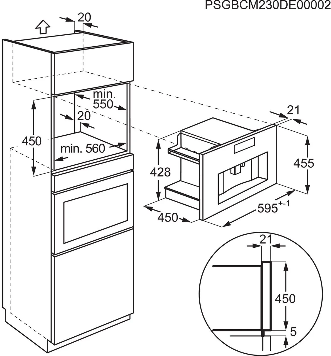 AEG KKK994500M Inbouw Espressomachine - 6 Kopjes - 2,5L - Grijs/Roestvrijstaal