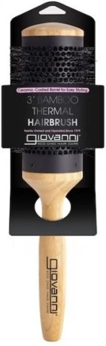Giovanni Cosmetics 3" Bamboe Thermoborstel - Keramisch Coating - Zwart