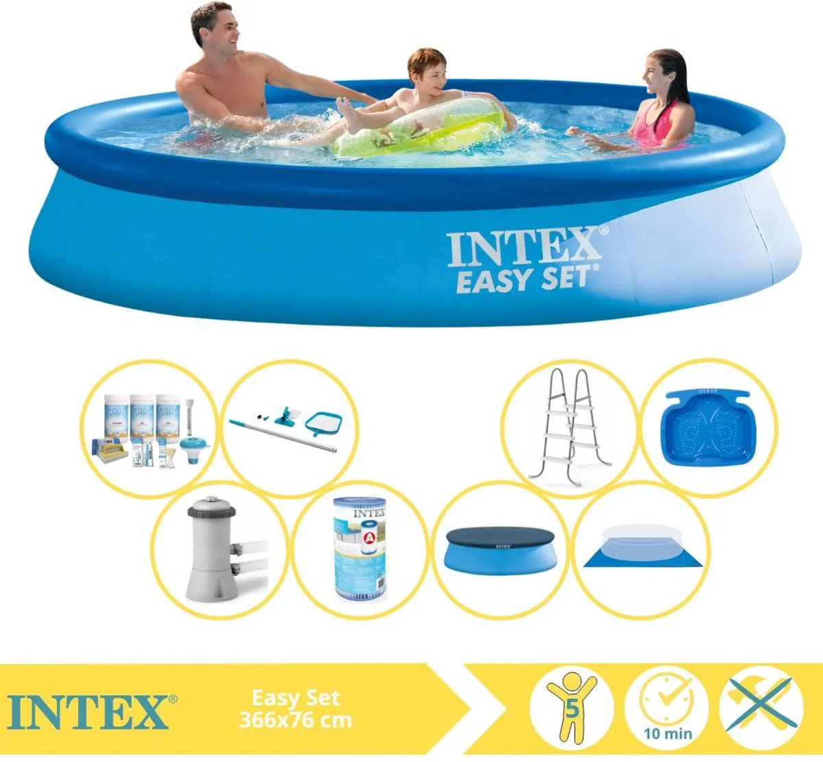 Intex Easy Set 28132GN Opblaaszwembad 366x76cm - Blauw - 5621L