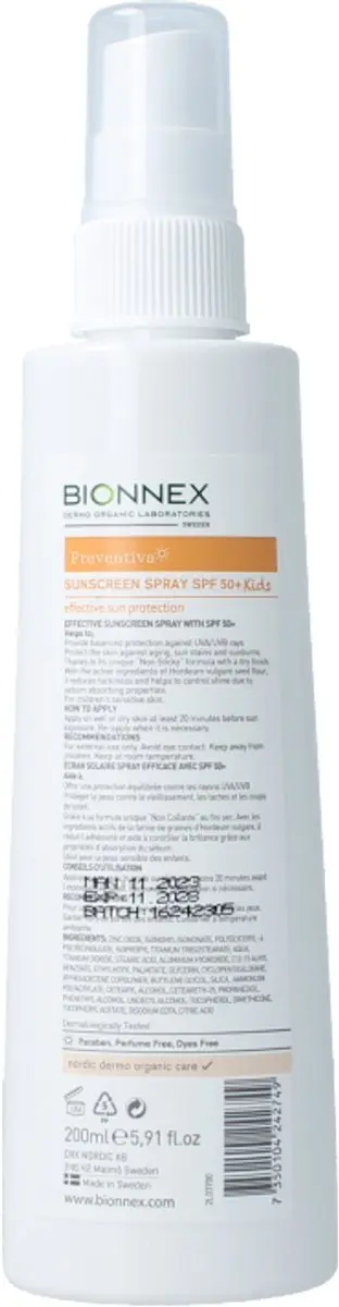 Bionnex Preventiva Zonnebrand Kids SPF 50+ 200ml
