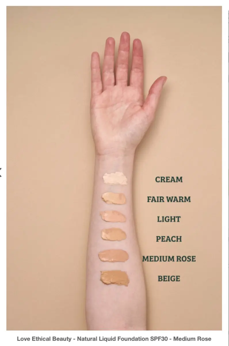 Love Ethical Beauty Natural Liquid Foundation SPF30 - Middelgrote roos 30ml