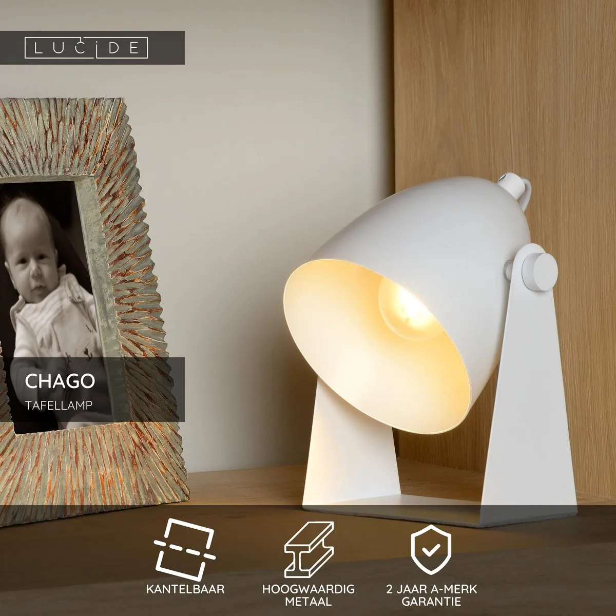 Lucide CHAGO Tafellamp E14 - Wit