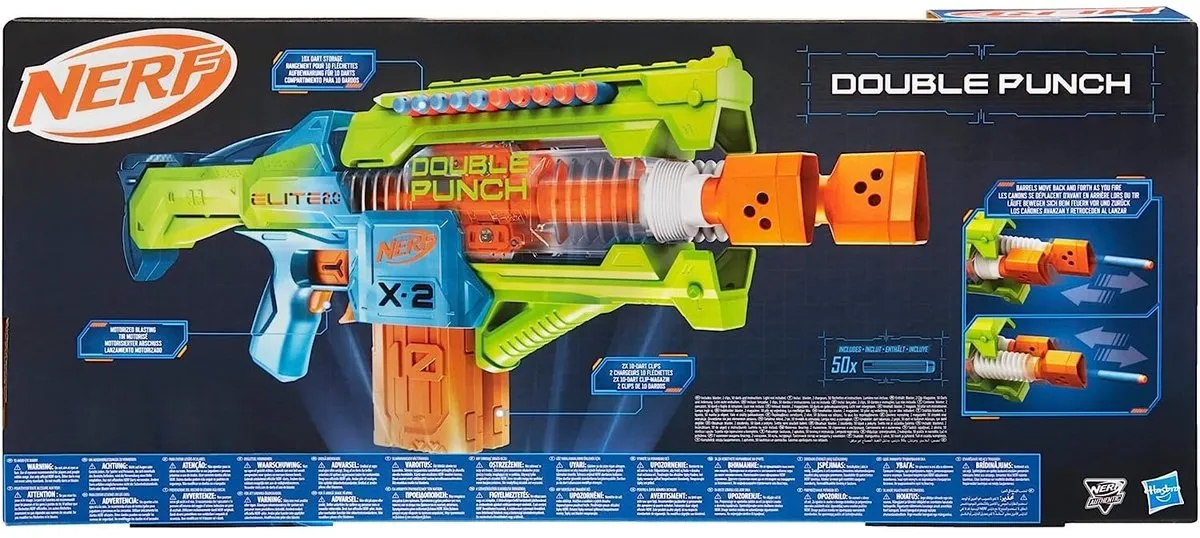 Nerf Elite 2.0 Double Punch F6363 Blaster - Blauw