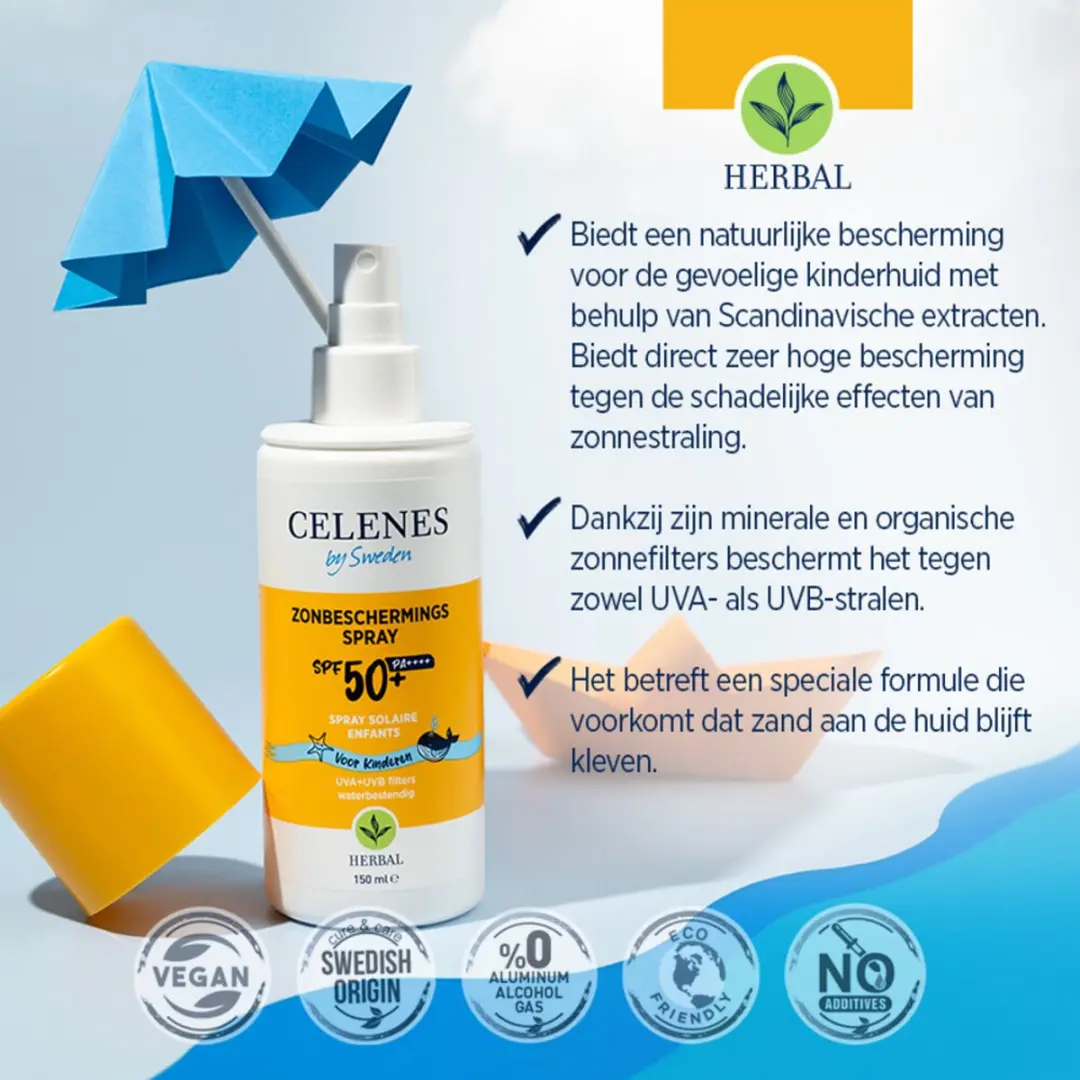 Celenes by Sweden Organic Zonnecrème SPF50 Kind 150ml