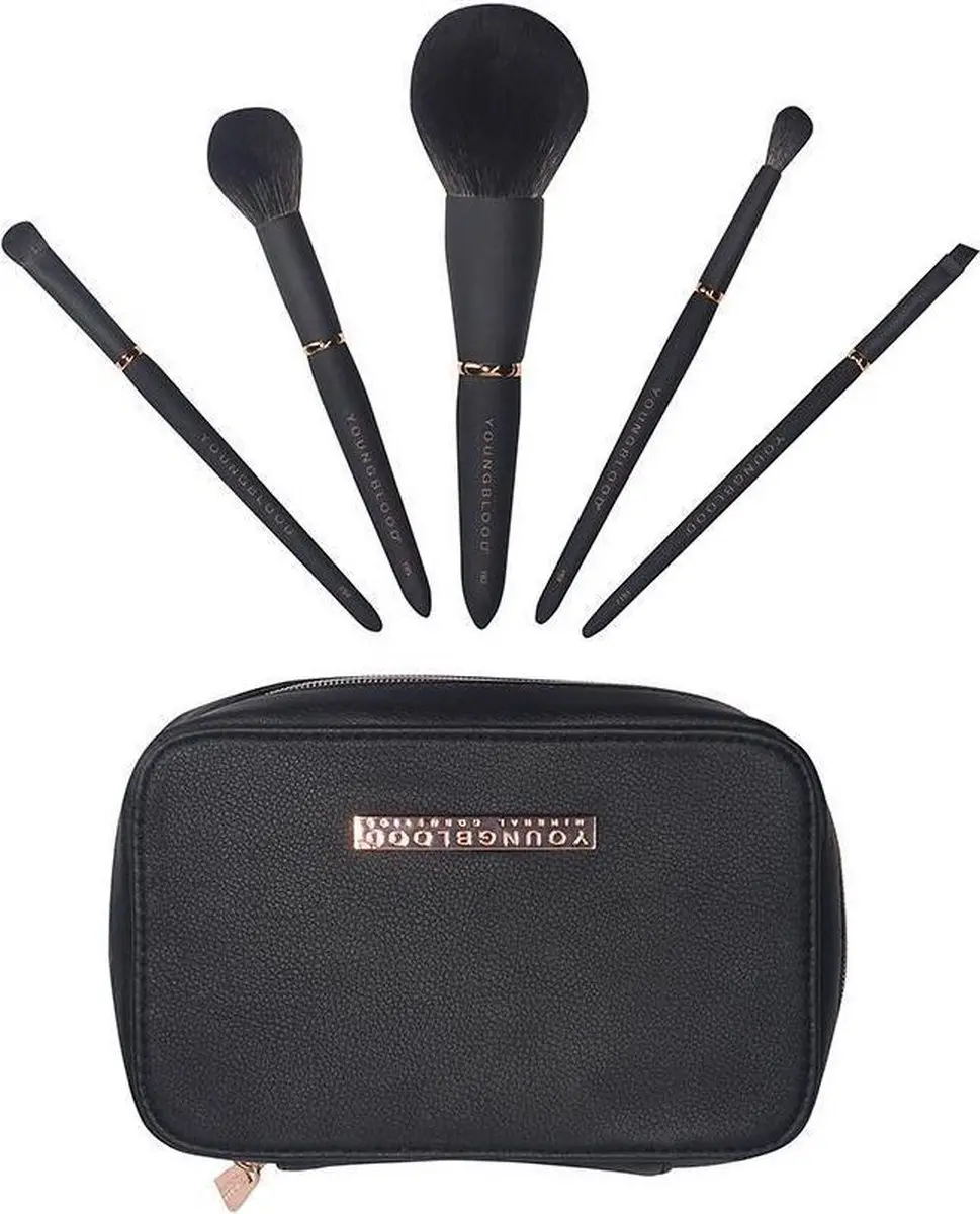 Youngblood Jet Set Make-up Penseel Set - 5 Stuks - Zwart