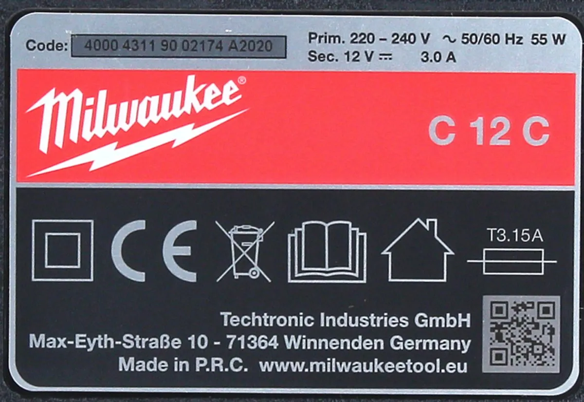 Milwaukee M12-C12C Lader 12V Li-Ion