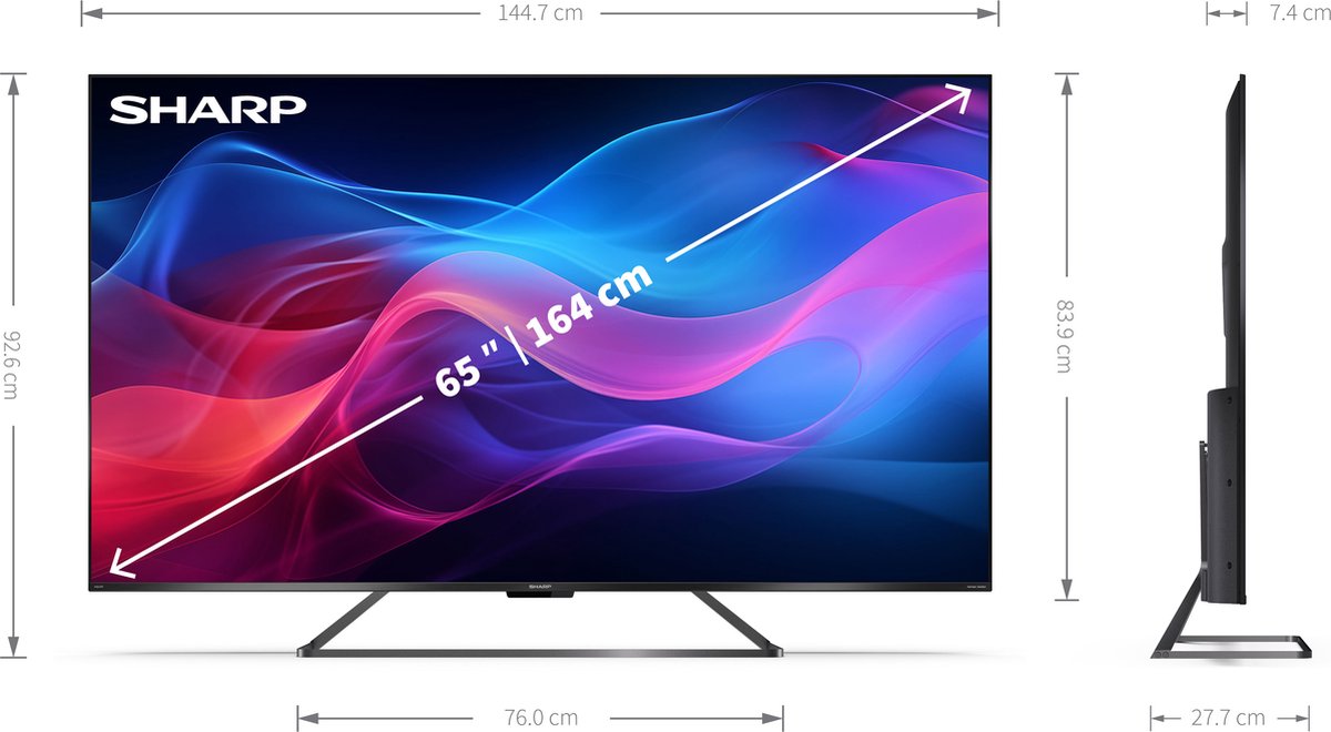 Sharp Aquos 65GR8265 - 65 inch - 144Hz 4K UHD QLED met Google TV - 2024