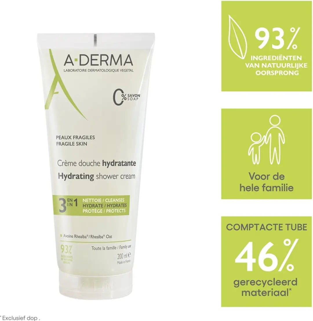 A-Derma Les Indispensables Hydraterende Douchegel 200ml