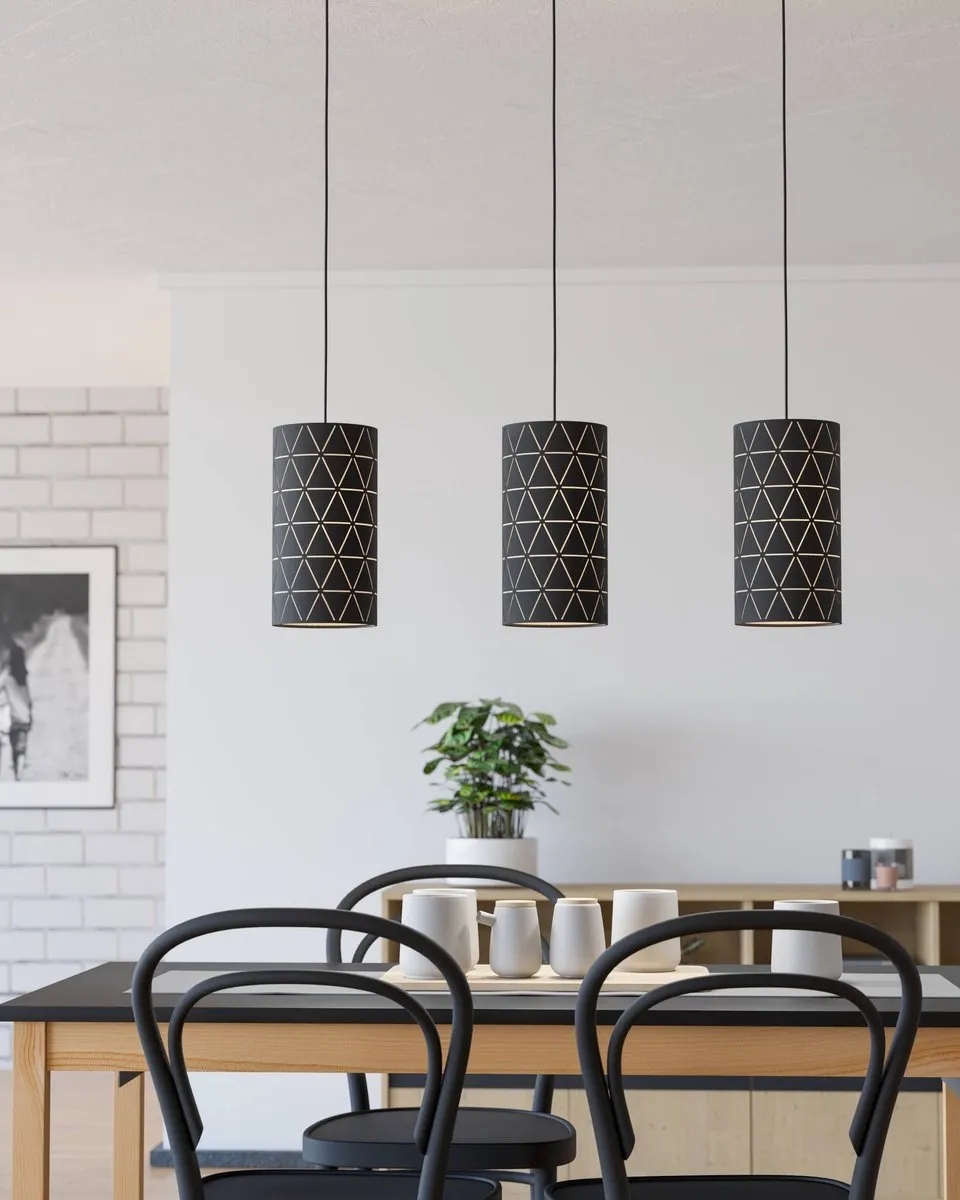 Eglo Ramon Hanglamp 3x E27 - Zwart